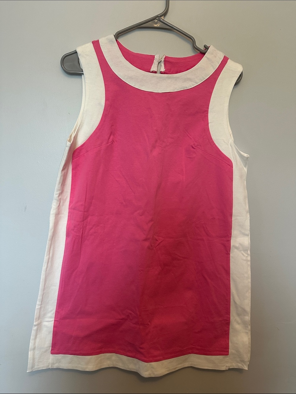 Sleeveless Pink & White Colorblock Shift Tunic w/ Shorts Med